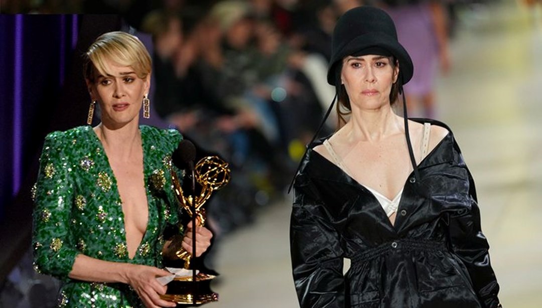 Emmy Ã¶dÃ¼llÃ¼ oyuncu Sarah Paulson model oldu: Paris Moda HaftasÄ±’na damga vurdu!